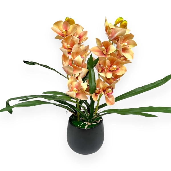 Ghiveci cu 2 Fire Orhidee Cymbidium Artificiala In Ghiveci  - Frez